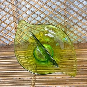 70s Green Glass Organizer